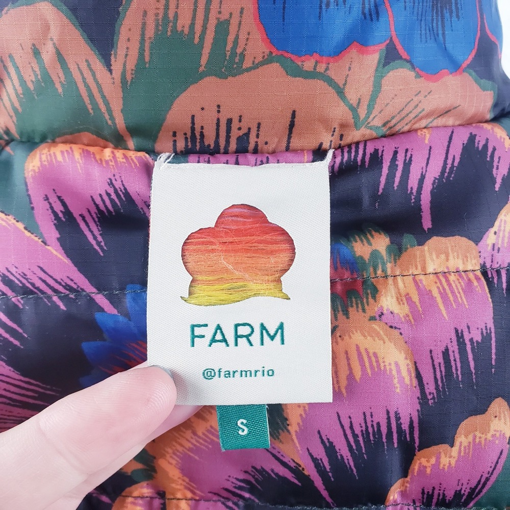 Farm Rio Reversible Puffer Jacket Patchwork Flora… - image 7